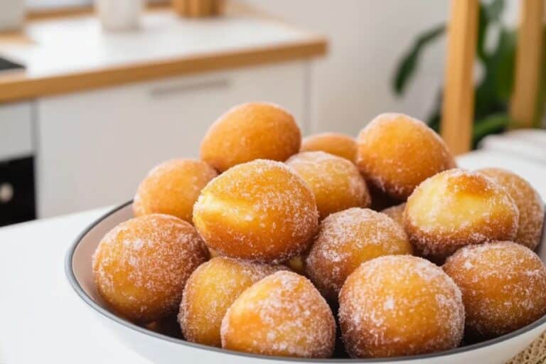 keto air fryer donut holes 3 ingredients on white table