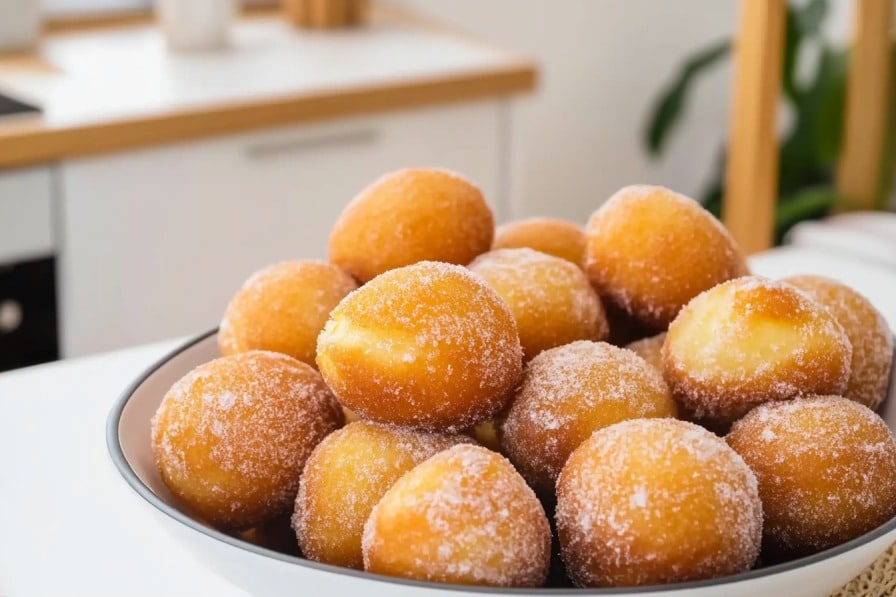 keto air fryer donut holes 3 ingredients on white table