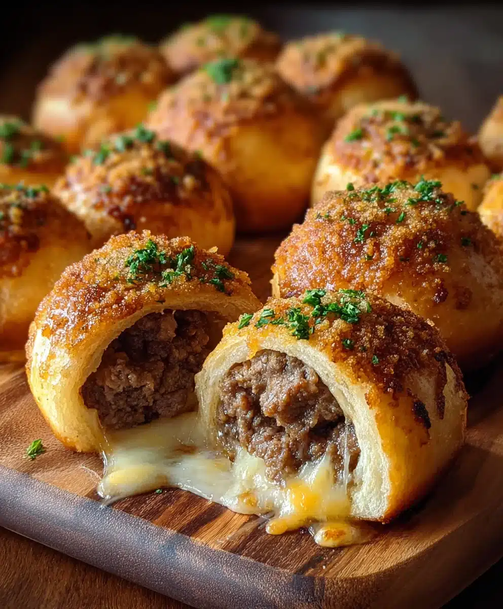 Garlic Parmesan Cheeseburger Bombs-Easy Appetizer 1 Garlic Parmesan Cheeseburger Bombs-Easy Appetizer