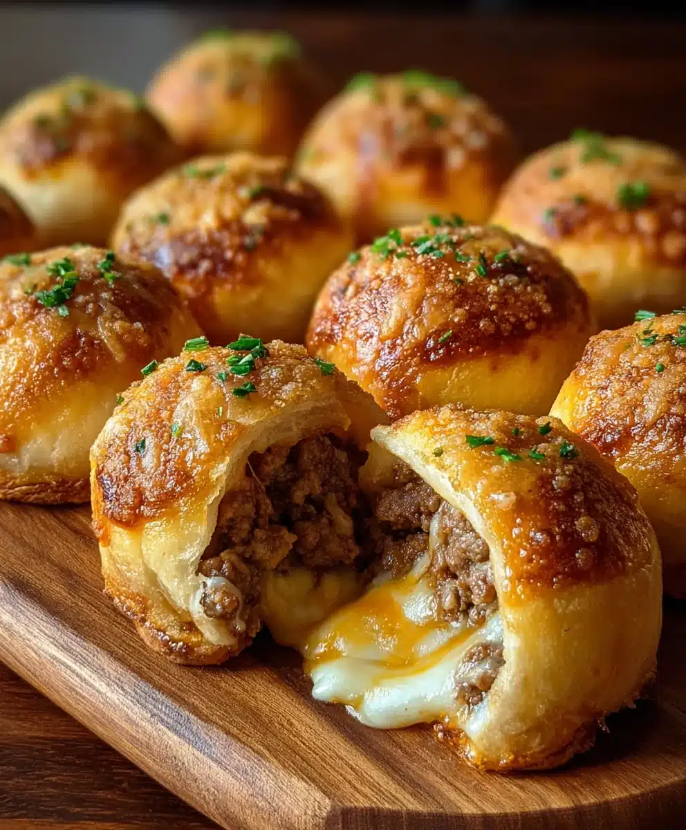 Garlic Parmesan Cheeseburger Bombs-Easy Appetizer 2 Garlic Parmesan Cheeseburger Bombs-Easy Appetizer